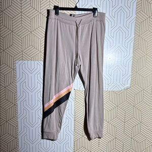 Wildfox Striped Beige Track Pants with Pink and Black Stripe